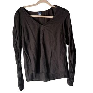 Old Navy‎ Women's M Tall Black Embroidered Peasant Blouse Long Sleeve Peasant